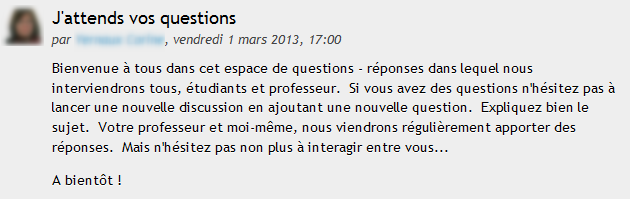 Exemple d'un usage du forum