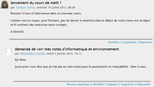 Exemple d'un usage du forum