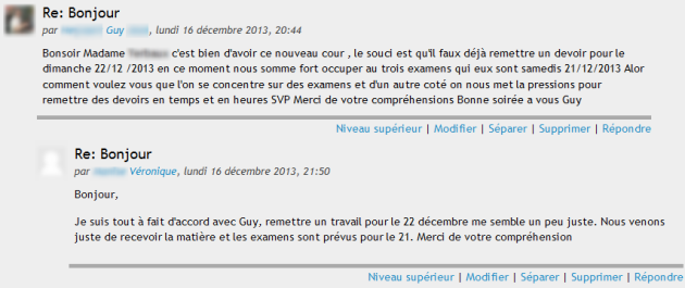 Exemple d'un usage du forum