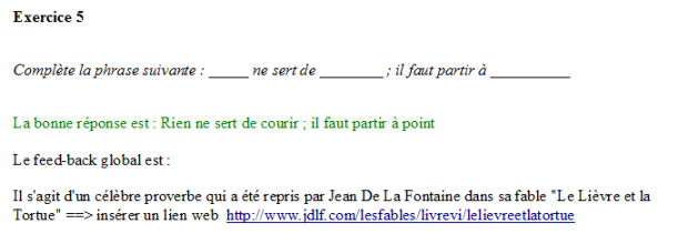 Exemple d'une question lacunaire