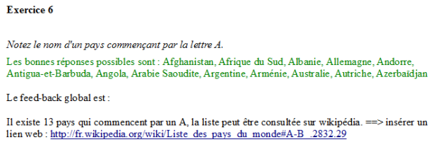 Exemple d'une question courte